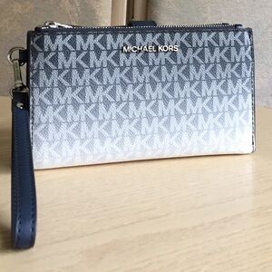 Michael Kors Navy Double Zip Phone Wallet Wristlet